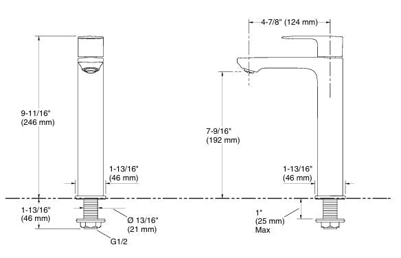 HONE  TM TALL PILLAR TAP (COLD ONLY)- KOHLER PREMIUM -  ( POLISHED CHROME - PREMIUM - 0x15 mm - 0inchX0.5inch )