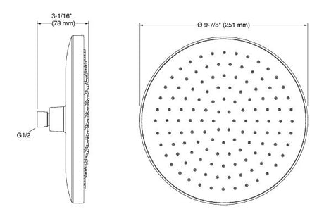 RAIN DUET ROUND RAINHEAD SHOWER W/ANTI-DRIP WITHOUT ARM - KOHLER PREMIUM -  ( MATTE BLACK - PREMIUM - 0x250 mm - 0inchX10inch )