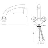 TABLE MOUNTED SINK MIXER WITH EXTENDED SPOUT & 450MM LONG BRAIDED HOSES - JAQUAR FAUCETS - ( CHROME - CLARION - 0x15 mm - 0inchX0.5inch )