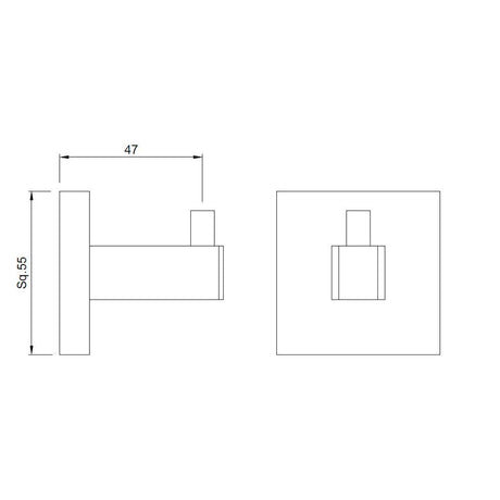 ROBE HOOK - JAQUAR FAUCETS - ( BLACK CHROME - ACC. KUBIX PRIME - 0x0 mm - 0inchX0inch )