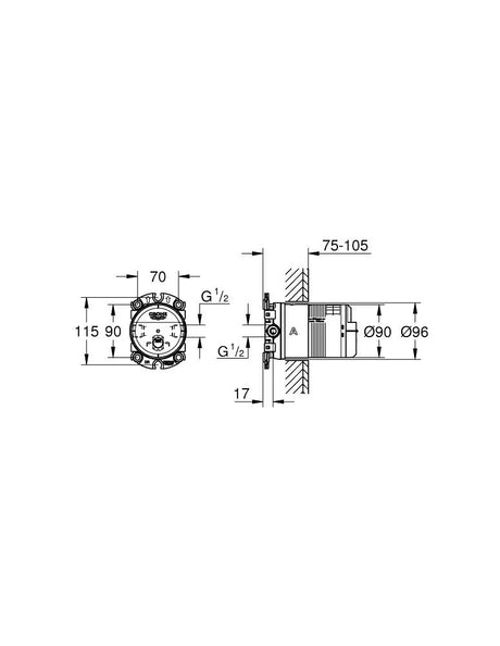 RAINSHOWER SMARTACTIVE ROUGH INST. HEADSHOWER - GROHE -  ( CHROME - G5 - RAINSHOWER - 0x15 mm - 0inchX0.6inch )