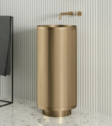 FREE STANDING WASH BASIN W/PEDESTAL POP-UP WASTE COUPLING - AQUANT -  ( BRUSHED GOLD -  - 830x380 mm - 33.2inchX15.2inch )