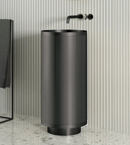 STAINLESS STEEL PEDESTAL 304GRADE WITH POP UP WASTE COUPLING - AQUANT -  ( GRAPHITE GREY -  - 830x380 mm - 33.2inchX15.2inch )