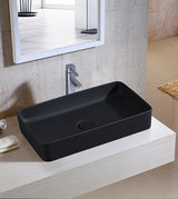 TABLE MOUNTD W/B W/POP UP WASTE CUPLING - AQUANT -  ( MATT BLACK -  - 615x360 mm - 25inchX15inch )