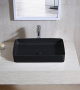 TABLE MOUNTD W/B W/POP UP WASTE CUPLING - AQUANT -  ( MATT BLACK -  - 615x360 mm - 25inchX15inch )