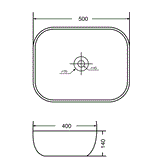 WASH BASIN TABLE MOUNTED RECT. - AQUANT -  ( ROSE GOLD/WHITE -  - 500x400 mm - 20inchX16inch )