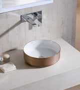 WASH BASIN TABLE MOUNTED ROUND - AQUANT -  ( ROSE GOLD+WHITE -  - 355x355 mm - 14inchX14inch )