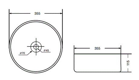 WASH BASIN TABLE MOUNTED ROUND - AQUANT -  ( ROSE GOLD+WHITE -  - 355x355 mm - 14inchX14inch )