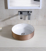 WASH BASIN TABLE MOUNTED ROUND - AQUANT -  ( ROSE GOLD+WHITE -  - 355x355 mm - 14inchX14inch )