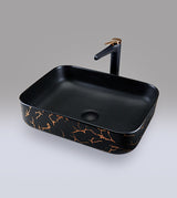 ART WASH BASIN - AQUANT -  ( MATT BLACK & GOLD -  - 465x320 mm - 18.6inchX12.8inch )