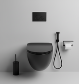 Black toilet seat on a white background