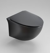 RIMLESS WALL HUNG WC WITH UF SOFT CLOSE SLIM SEAT COVER, HINGES, ACCESSORIES SET ( BOLT DISTANCE 7INCH) - LUXELET -  ( GREY - SPECTRE COLLECTION - 520x370x360 mm - 20.8inchX14.8inchX14.4inch )