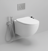 RIMLESS WALL HUNG WC WITH UF SOFT CLOSE SLIM SEAT COVER, HINGES, ACCESSORIES SET ( BOLT DISTANCE 7INCH) - LUXELET -  ( WHITE - SPECTRE COLLECTION - 520x370x360 mm - 20.8inchX14.8inchX14.4inch )