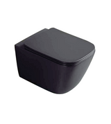WALL HUNG WC WITH UF SOFT CLOSE SLIM SEAT COVER, HINGES, ACCESSORIES SET ( BOLT DISTANCE 7INCH) - LUXELET -  ( BLACK - CULLINAN COLLECTION - 510x345x350 mm - 20.4inchX13.8inchX14inch )