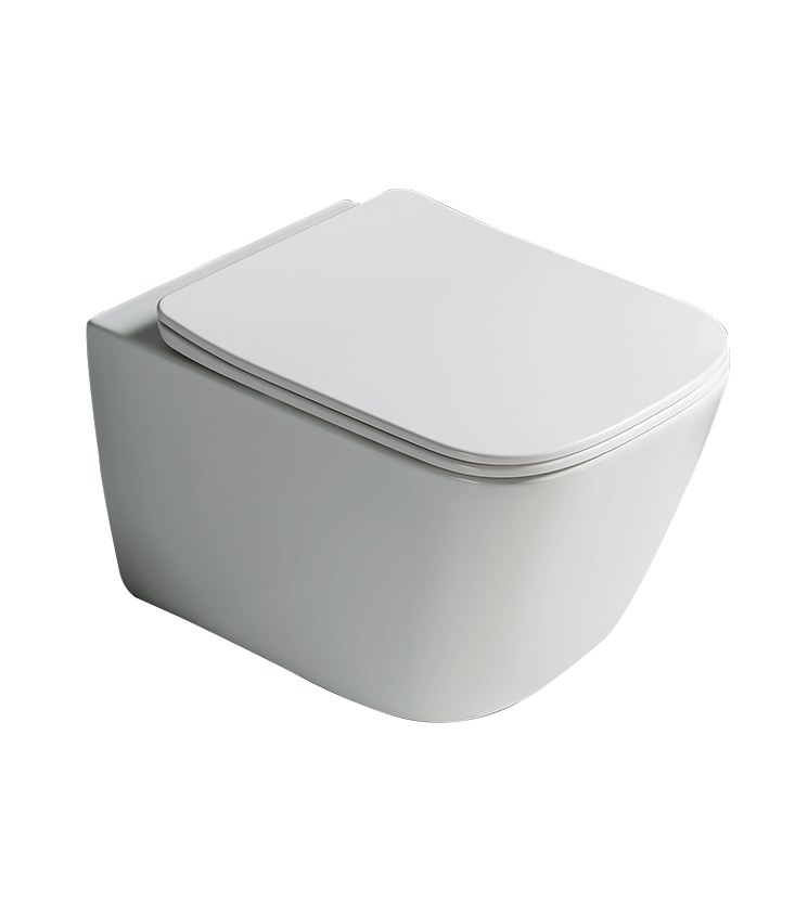 WALL HUNG WC WITH UF SOFT CLOSE SLIM SEAT COVER, HINGES, ACCESSORIES SET ( BOLT DISTANCE 7INCH) - LUXELET -  ( WHITE - CULLINAN COLLECTION - 510x345x350 mm - 20.4inchX13.8inchX14inch )