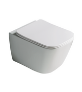 WALL HUNG WC WITH UF SOFT CLOSE SLIM SEAT COVER, HINGES, ACCESSORIES SET ( BOLT DISTANCE 7INCH) - LUXELET -  ( WHITE - CULLINAN COLLECTION - 510x345x350 mm - 20.4inchX13.8inchX14inch )