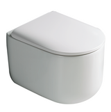 WALL HUNG WC WITH UF SOFT CLOSE SLIM SEAT COVER, HINGES, ACCESSORIES SET ( BOLT DISTANCE 7INCH) - LUXELET -  ( WHITE - GLORIO COLLECTION - 515x365x345 mm - 20.6inchX14.6inchX13.8inch )
