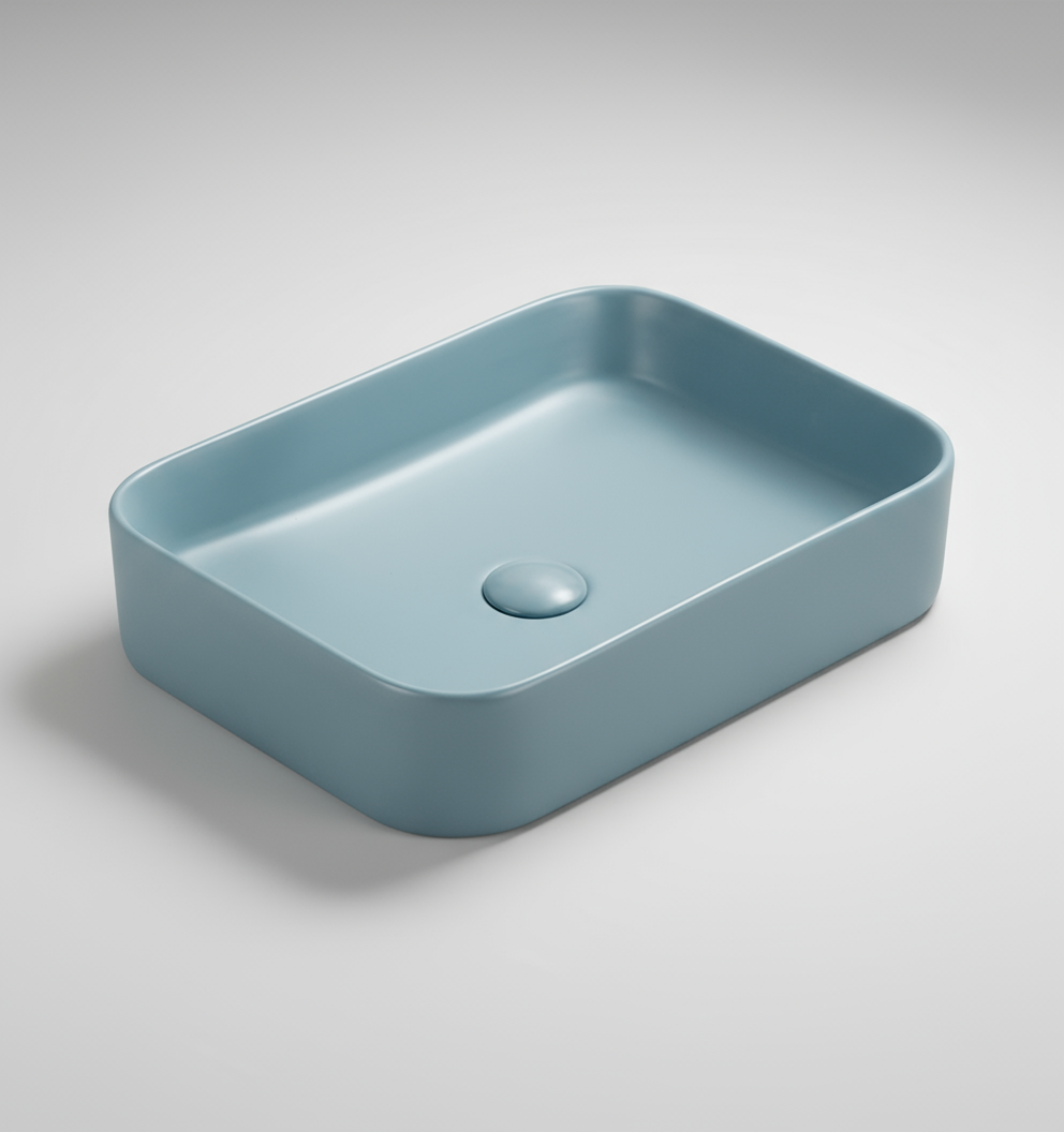 TABLE TOP WASH BASIN WITHOUT WASTE COUPLING - LUXELET -  ( FOREST GREEN - CULLINAN COLLECTION - 505x370x110 mm - 20.2inchX14.8inchX4.4inch )