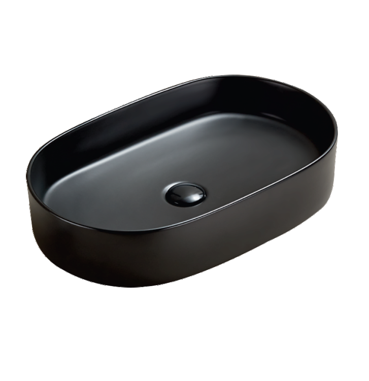 TABLE TOP WASH BASIN WITHOUT WASTE COUPLING - LUXELET -  ( BLACK - SPECTRE COLLECTION - 600x380x122 mm - 24inchX15.2inchX4.88inch )