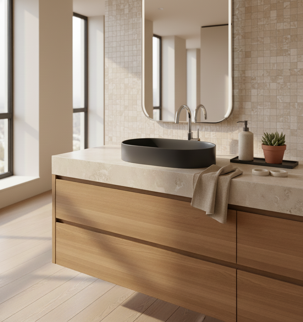 TABLE TOP WASH BASIN WITHOUT WASTE COUPLING - LUXELET -  ( GREY - SPECTRE COLLECTION - 600x380x122 mm - 24inchX15.2inchX4.88inch )