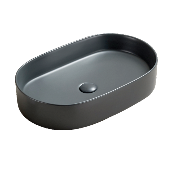 TABLE TOP WASH BASIN WITHOUT WASTE COUPLING - LUXELET -  ( GREY - SPECTRE COLLECTION - 600x380x122 mm - 24inchX15.2inchX4.88inch )