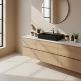 TABLE TOP WASH BASIN WITH TAP HOLE AND OVERFLOW, WITHOUT WASTE COUPLING - LUXELET -  ( BLACK - NEOTRA COLLECTION - 500x350x120 mm - 20inchX14inchX4.8inch )