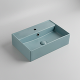 TABLE TOP WASH BASIN WITH TAP HOLE AND OVERFLOW, WITHOUT WASTE COUPLING - LUXELET -  ( FOREST GREEN - NEOTRA COLLECTION - 500x350x120 mm - 20inchX14inchX4.8inch )