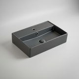 TABLE TOP WASH BASIN WITH TAP HOLE AND OVERFLOW, WITHOUT WASTE COUPLING - LUXELET -  ( GREY - NEOTRA COLLECTION - 500x350x120 mm - 20inchX14inchX4.8inch )