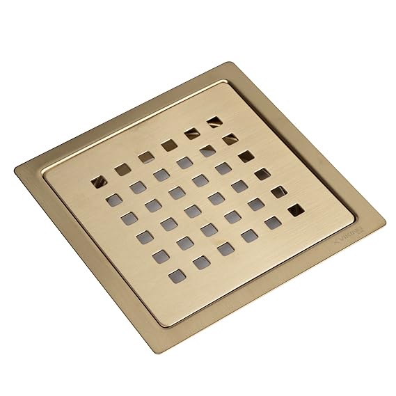 DRAIN FLAT SQUARE - VIKING -  ( GOLD PVD BRUSHED -  - 125x125 mm - 5inchX5inch )