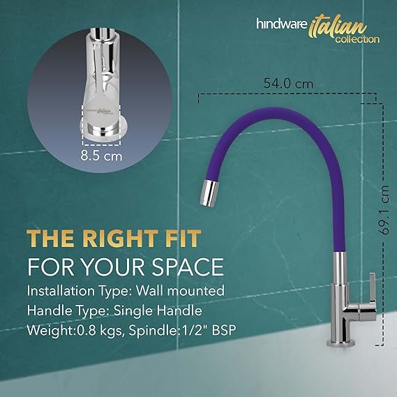 SINK COCK FLEXIBLE SPOUT-TABLE MOUNT (PURPLE) - HINDWARE FAUCETS -  ( POLISHED CHROME - KITCHEN TAP-GLAMOUR - 0x15 mm - 0inchX0.6inch )