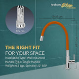 SINK COCK FLEXIBLE SPOUT-TABLE MOUNT (ORANGE) - HINDWARE FAUCETS -  ( POLISHED CHROME - KITCHEN TAP-GLAMOUR - 0x15 mm - 0inchX0.6inch )