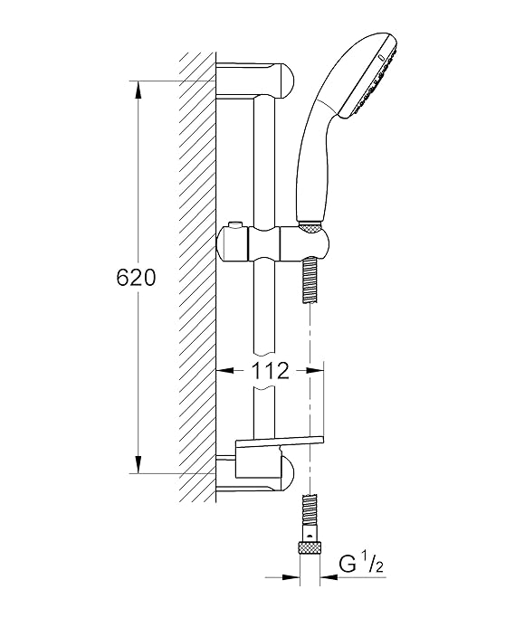 NTEMPESTA 100 III SHW RAIL SET 600 +DISH - GROHE -  ( CHROME - G3 - TEMPESTA - 0x15 mm - 0inchX0.6inch )