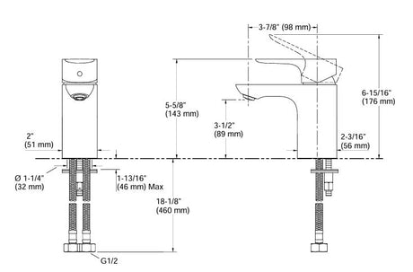 ALEO-SL BASIN MIXER W/PEPS - KOHLER PREMIUM -  ( BRUSHED BRONZE - PREMIUM - 0x15 mm - 0inchX0.6inch )