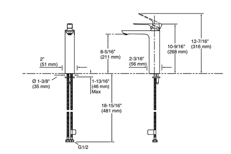 ALEO+ TALL LAV FAUCET W/O DRAIN - KOHLER PREMIUM -  ( BRUSHED BRONZE - PREMIUM - 0x15 mm - 0inchX0.5inch )