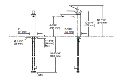 ALEO+ TALL LAVATORY FAUCET W/O DRAIN - KOHLER PREMIUM -  ( ROSE GOLD - PREMIUM - 0x0 mm - 0inchX0inch )