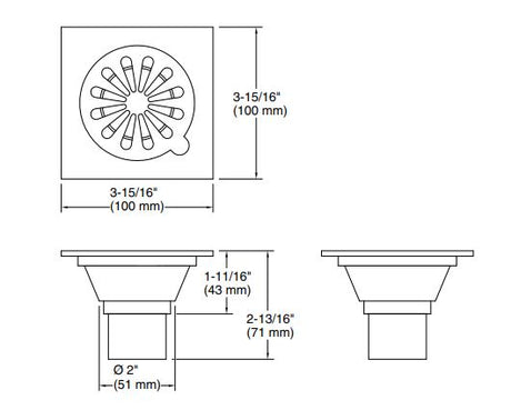 COMPLEMENTRY-FLOOR DRAIN - KOHLER POPULAR -  ( BRUSHED NICKEL - POPULAR - 0x100 mm - 0inchX4inch )