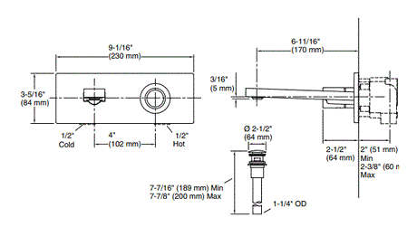 1 HANDLE W/M BASIN MIXER TRIM W/PIPES - KOHLER LUXURY -  ( BRUSHED BRONZE - LUXURY - 0x15 mm - 0inchX0.5inch )
