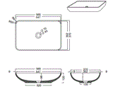CONCRETE TABLE MOUNTED WASH BASIN WITH POP UP WASTE COUPLING - AQUANT -  ( MATT GREY -  - 565x370x120 mm - 22.6inchX14.8inchX4.8inch )