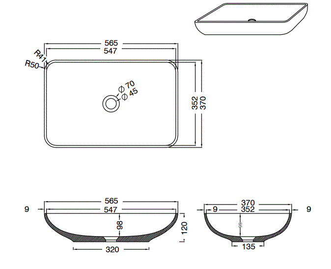 CONCRETE TABLE MOUNTED WASH BASIN WITH POP UP WASTE COUPLING - AQUANT -  ( OLIVE GREEN -  - 565x370x120 mm - 22.6inchX14.8inchX4.8inch )