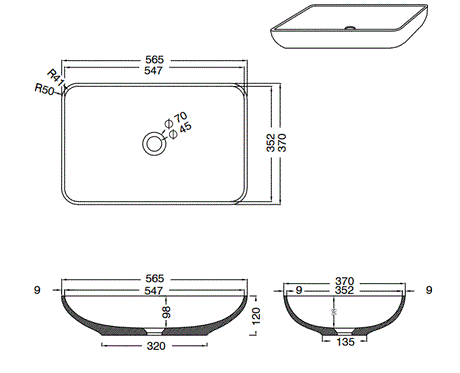 CONCRETE TABLE MOUNTED WASH BASIN WITH POP UP WASTE COUPLING - AQUANT -  ( OLIVE GREEN -  - 565x370x120 mm - 22.6inchX14.8inchX4.8inch )