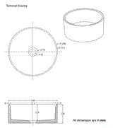 CONCRETE TABLE MOUNTED WASH BASIN ROUND SHAPE WITH A ROUGH TEXTURE ON THE OUTSIDE INCLUDES POP UP WASTE COUPLING - AQUANT -  ( OLIVE GREEN -  - 395x150 mm - 15.8inchX6inch )