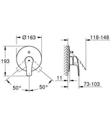 EUROSMART SLM TRIM BATH - GROHE -  ( MATT BLACK - G3 - EUROSMART 2021 - 0x0 mm - 0inchX0inch )