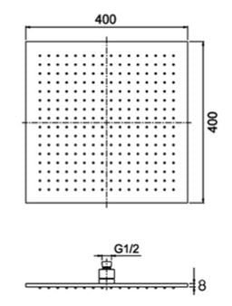 RAIN SHOWER SQUARE - AQUANT - ( CHROME - - 15x400 mm - 0.5inchX16inch )