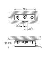 RAINSHOWER AQUA ROUGH-IN SMALL CEILING SHOWER - GROHE -  ( CHROME - G5 - RAINSHOWER - 0x0 mm - 0inchX0inch )