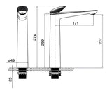 TALL BRASS BASIN MIXER - AQUANT - ( GRAPHITEGREY+ROSEGOLD - - 0x0 mm - 0inchX0inch )
