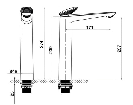 TALL BRASS BASIN MIXER - AQUANT - ( GRAPHITEGREY+ROSEGOLD - - 0x0 mm - 0inchX0inch )