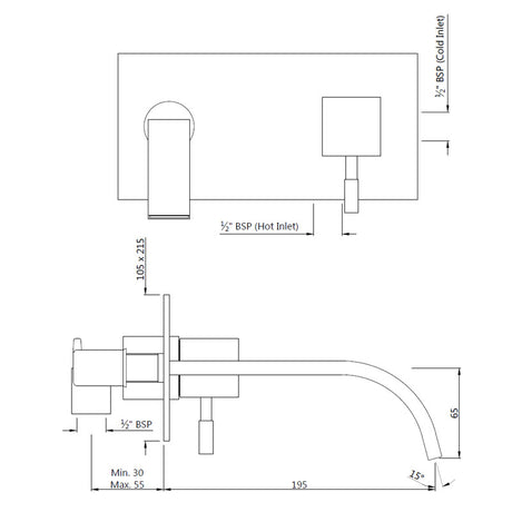 CONCEALED BODY FOR SINGLE LEVER BASIN MIXER - ARTIZE FAUCET -  ( CHROME - LEONE - 0x15 mm - 0inchX0.5inch )