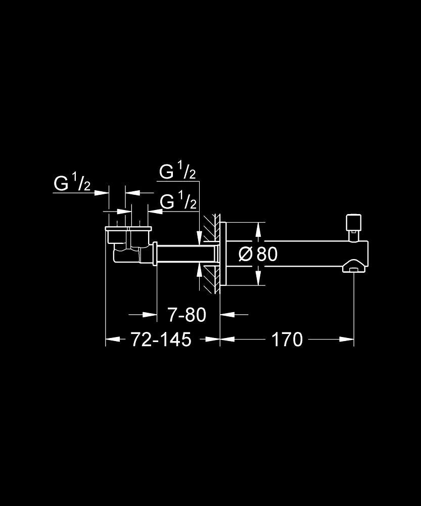 CONCETTO BATH SPOUT WITH DIVERTER - GROHE -  ( CHROME - G3 - CONCETTO - 0x15 mm - 0inchX0.6inch )