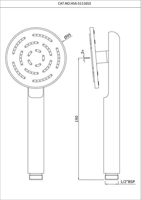 MAZE HAND SHOWER 95MM ROUND SHAPE SINGLE FLOW - ARTIZE FAUCET -  ( STAINLESS STEEL - SHOWER ACC - 0x15 mm - 0inchX0.5inch )