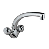 TABLE MOUNTED SINK MIXER WITH EXTENDED SPOUT & 450MM LONG BRAIDED HOSES - JAQUAR FAUCETS - ( CHROME - CLARION - 0x15 mm - 0inchX0.5inch )